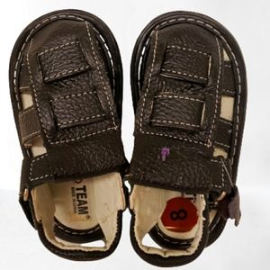 INFANT BOYS TEAM HOOK AND LOOP OPEN TOE BLACK  CASUAL SUMMER SANDALS Size 8